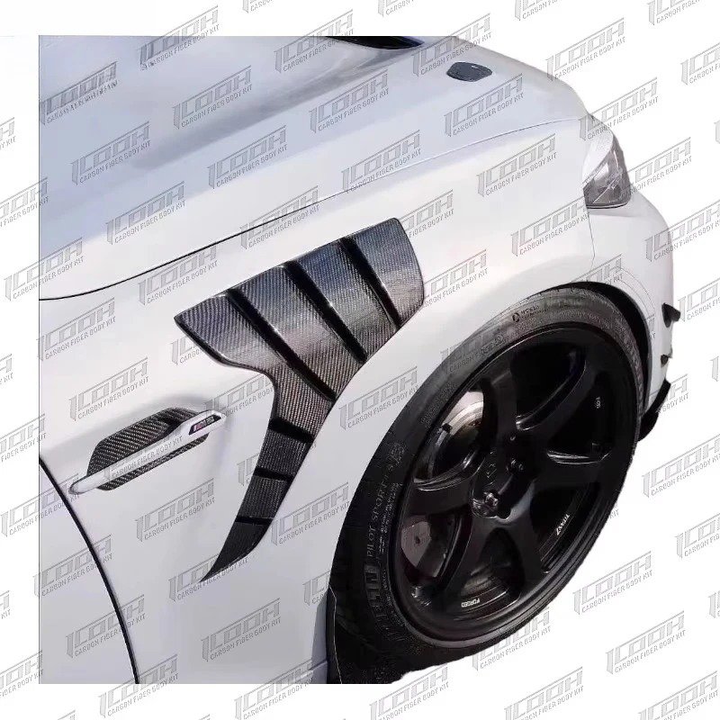 ICOOH Racing for GT-R R35 Carbon Fiber Glossy Black Clear Coated Side Front Fender Vents 2008+ Perfect Fitment
